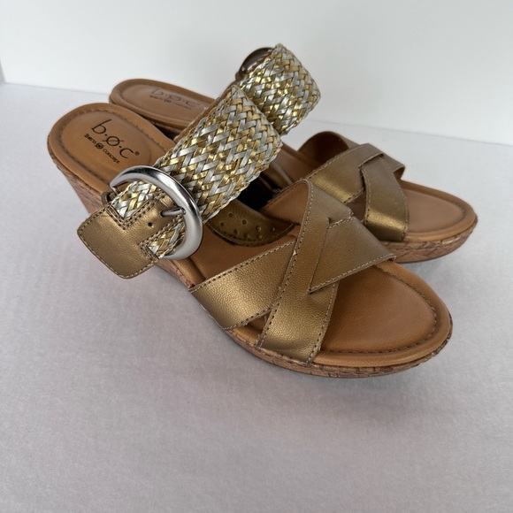 b.o.c Born Concept Jonna Gold Sunbronze Wedge Slide Sandle Size 9M - Picture 2 of 14